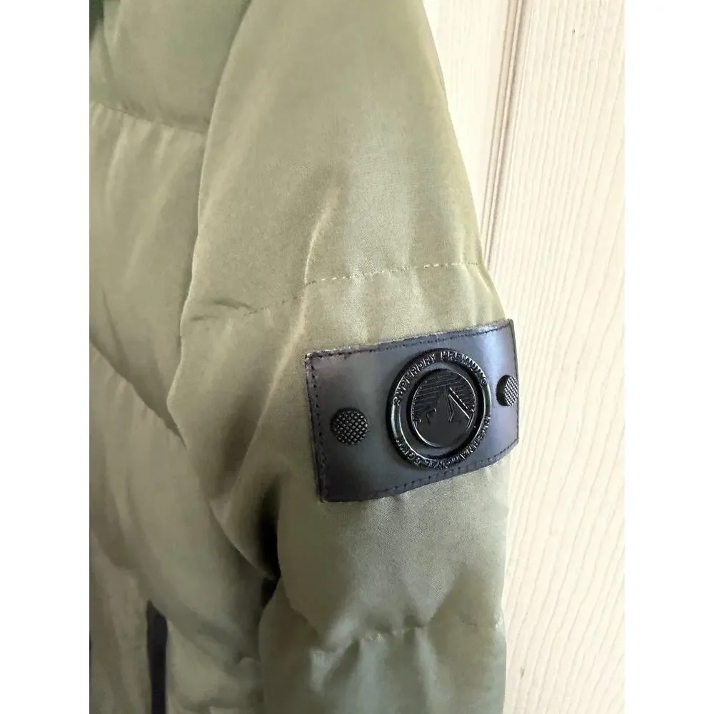 Super Dry Premium Down Jacket Parka Hooded Puffer Coat Olive Green Small 38w 31L